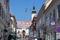 The Zagreb street and 13th-century St MarkÃ¢â¬â¢s Church on background
